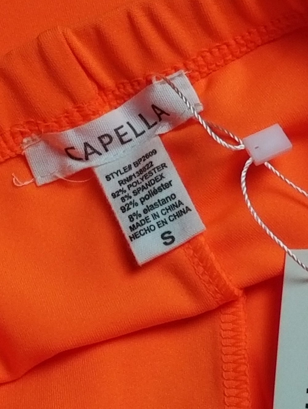 Capella Apparel Women's Orange Stretch Leggings (Size S/Junior) - Picture 6 of 10